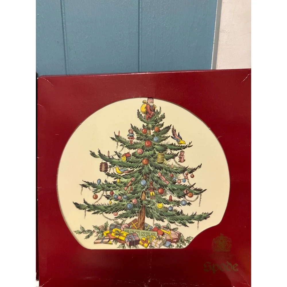 Spode Christmas Tree Acrylic Casserole Stand Trivet Set of 4 Made in England 920